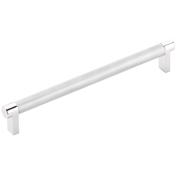 Emtek - Select Cabinet Pull 8 In C-C, Rectangular Stem, Knurled Bar