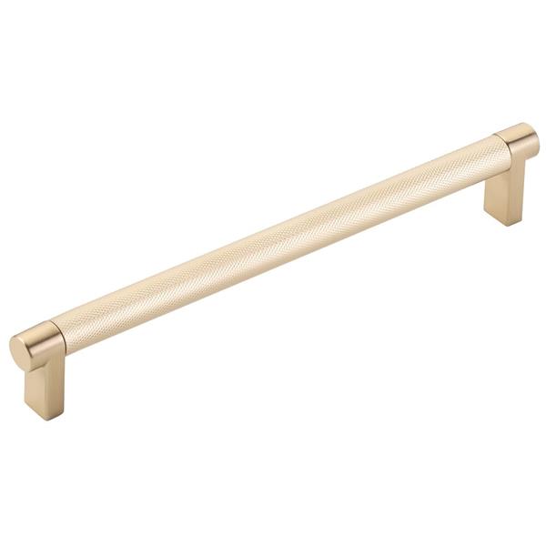 Emtek - Select Cabinet Pull 8 In C-C, Rectangular Stem, Knurled Bar