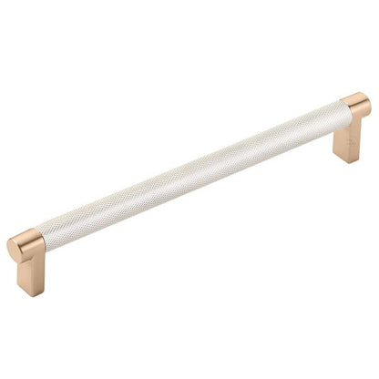 Emtek - Select Cabinet Pull 8 In C-C, Rectangular Stem, Knurled Bar