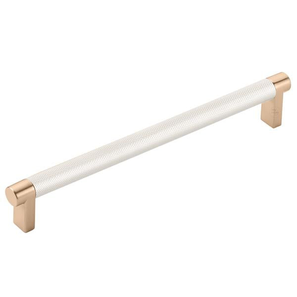 Emtek - Select Cabinet Pull 8 In C-C, Rectangular Stem, Knurled Bar