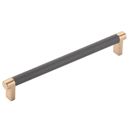 Emtek - Select Cabinet Pull 8 In C-C, Rectangular Stem, Knurled Bar