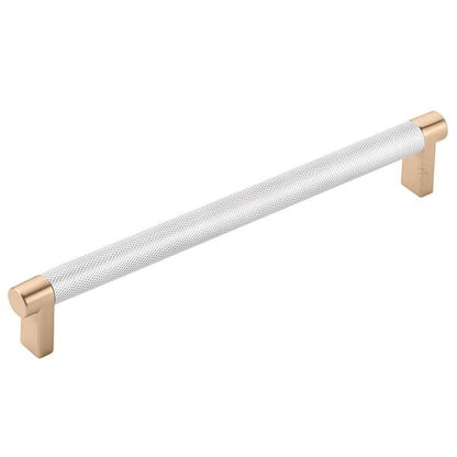 Emtek - Select Cabinet Pull 8 In C-C, Rectangular Stem, Knurled Bar