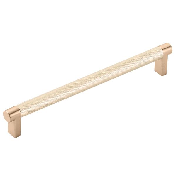 Emtek - Select Cabinet Pull 8 In C-C, Rectangular Stem, Knurled Bar