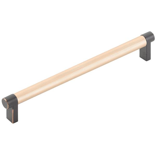 Emtek - Select Cabinet Pull 8 In C-C, Rectangular Stem, Knurled Bar