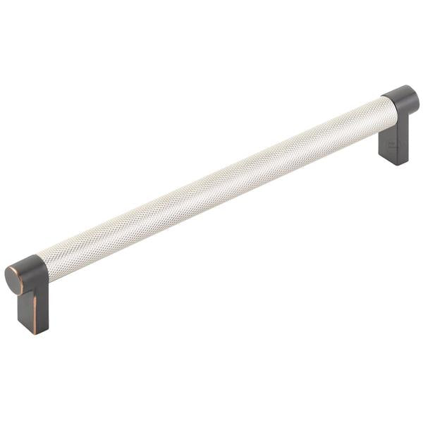 Emtek - Select Cabinet Pull 8 In C-C, Rectangular Stem, Knurled Bar