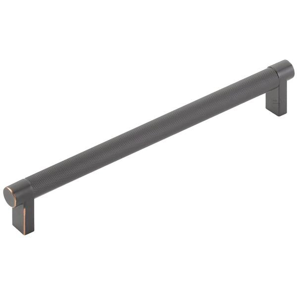 Emtek - Select Cabinet Pull 8 In C-C, Rectangular Stem, Knurled Bar
