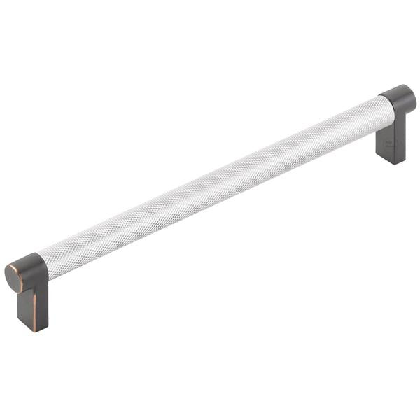 Emtek - Select Cabinet Pull 8 In C-C, Rectangular Stem, Knurled Bar