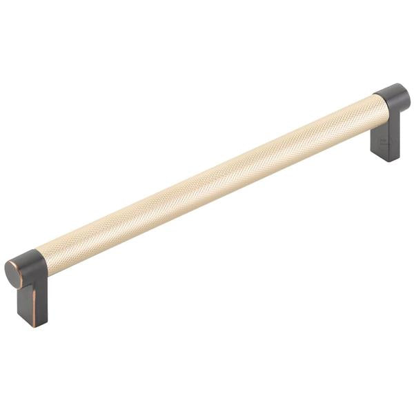 Emtek - Select Cabinet Pull 8 In C-C, Rectangular Stem, Knurled Bar