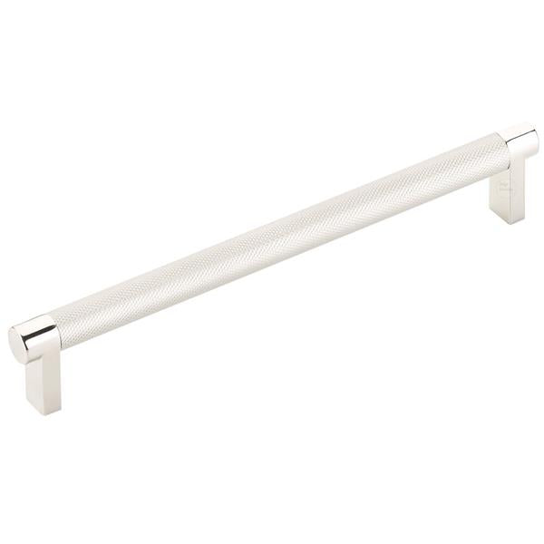 Emtek - Select Cabinet Pull 8 In C-C, Rectangular Stem, Knurled Bar