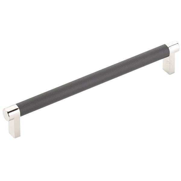 Emtek - Select Cabinet Pull 8 In C-C, Rectangular Stem, Knurled Bar