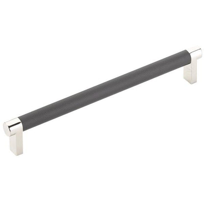 Emtek - Select Cabinet Pull 8 In C-C, Rectangular Stem, Knurled Bar