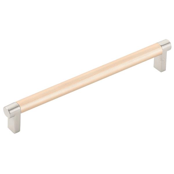 Emtek - Select Cabinet Pull 8 In C-C, Rectangular Stem, Knurled Bar