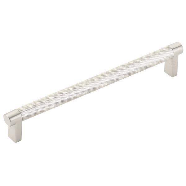Emtek - Select Cabinet Pull 8 In C-C, Rectangular Stem, Knurled Bar