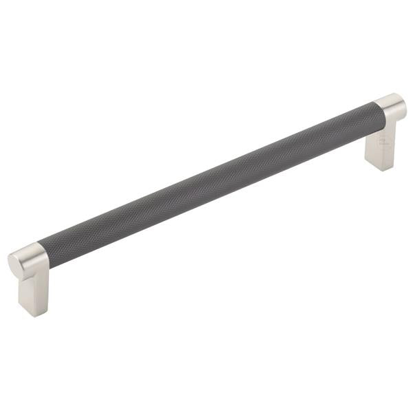 Emtek - Select Cabinet Pull 8 In C-C, Rectangular Stem, Knurled Bar