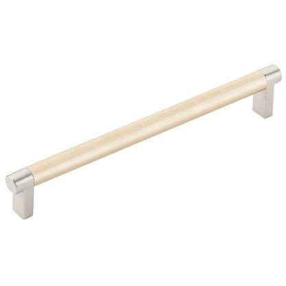 Emtek - Select Cabinet Pull 8 In C-C, Rectangular Stem, Knurled Bar