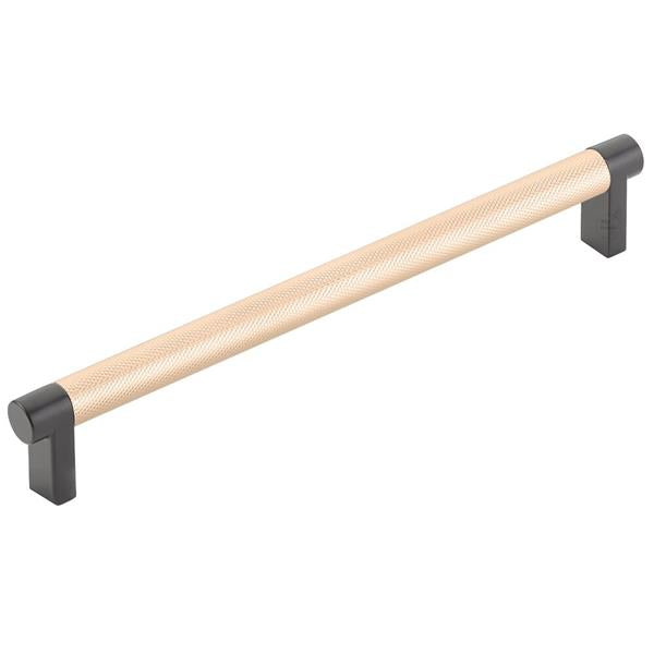 Emtek - Select Cabinet Pull 8 In C-C, Rectangular Stem, Knurled Bar