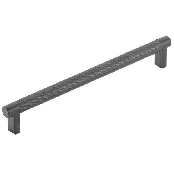 Emtek - Select Cabinet Pull 8 In C-C, Rectangular Stem, Knurled Bar