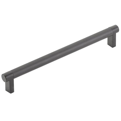 Emtek - Select Cabinet Pull 8 In C-C, Rectangular Stem, Knurled Bar