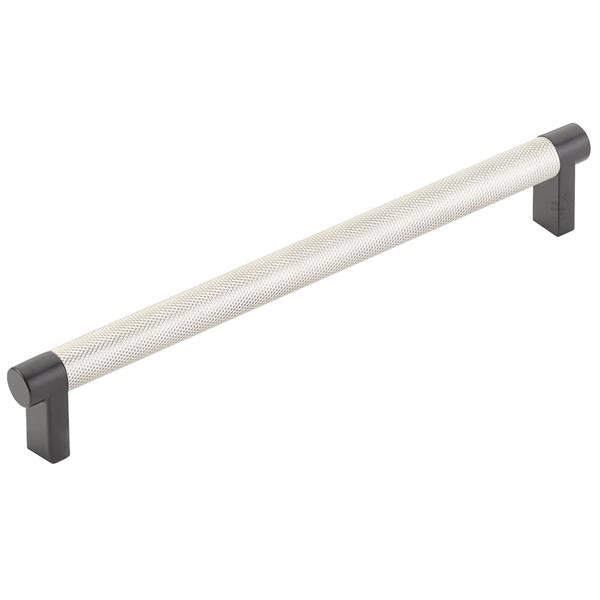 Emtek - Select Cabinet Pull 8 In C-C, Rectangular Stem, Knurled Bar