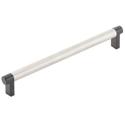 Emtek - Select Cabinet Pull 8 In C-C, Rectangular Stem, Knurled Bar