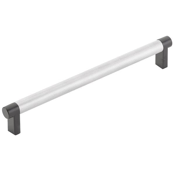 Emtek - Select Cabinet Pull 8 In C-C, Rectangular Stem, Knurled Bar