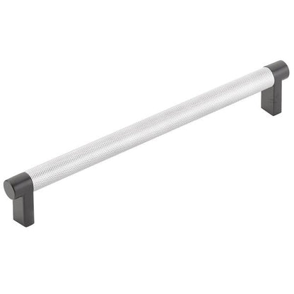 Emtek - Select Cabinet Pull 8 In C-C, Rectangular Stem, Knurled Bar