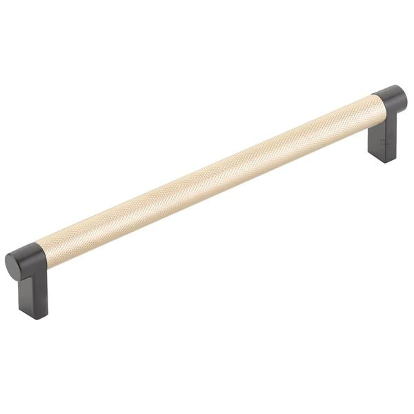 Emtek - Select Cabinet Pull 8 In C-C, Rectangular Stem, Knurled Bar