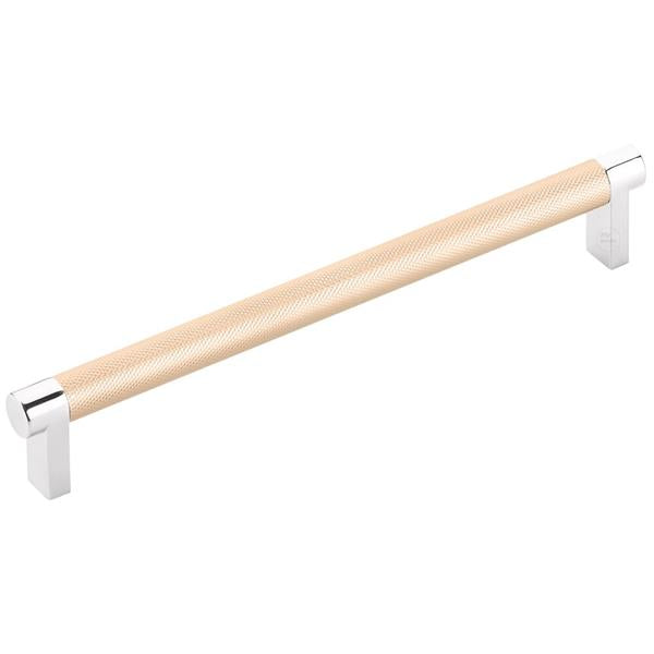 Emtek - Select Cabinet Pull 8 In C-C, Rectangular Stem, Knurled Bar