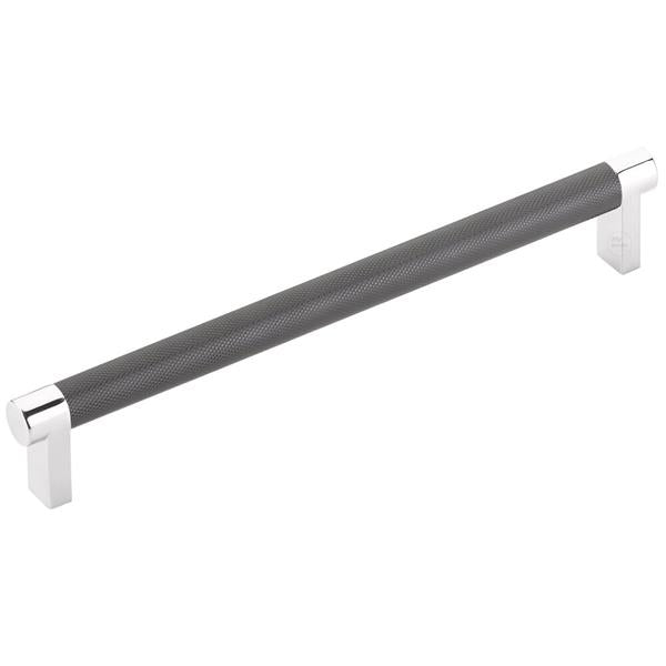 Emtek - Select Cabinet Pull 8 In C-C, Rectangular Stem, Knurled Bar