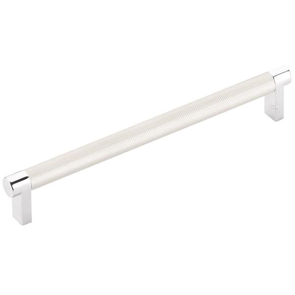 Emtek - Select Cabinet Pull 8 In C-C, Rectangular Stem, Knurled Bar
