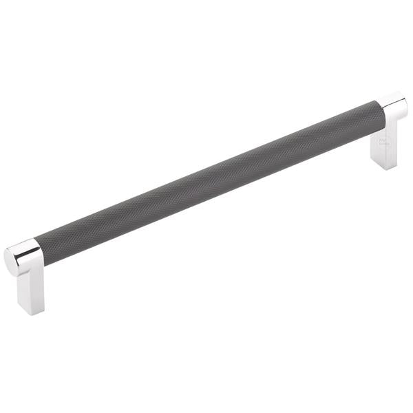 Emtek - Select Cabinet Pull 8 In C-C, Rectangular Stem, Knurled Bar