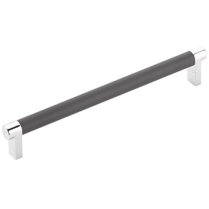 Emtek - Select Cabinet Pull 8 In C-C, Rectangular Stem, Knurled Bar