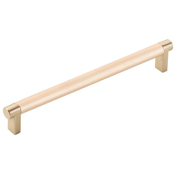 Emtek - Select Cabinet Pull 8 In C-C, Rectangular Stem, Knurled Bar