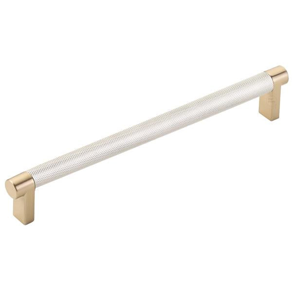 Emtek - Select Cabinet Pull 8 In C-C, Rectangular Stem, Knurled Bar