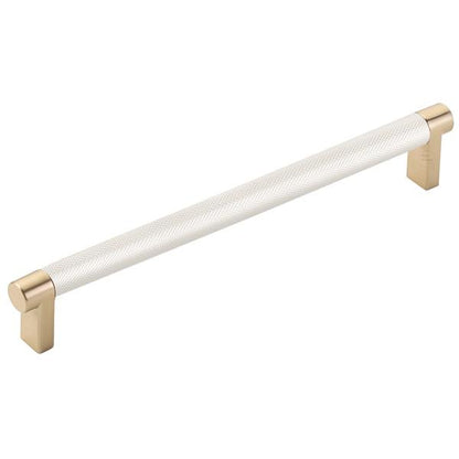 Emtek - Select Cabinet Pull 8 In C-C, Rectangular Stem, Knurled Bar
