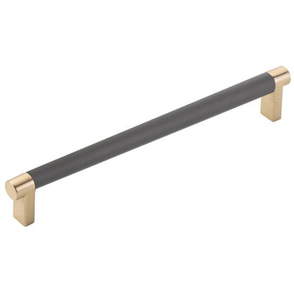 Emtek - Select Cabinet Pull 8 In C-C, Rectangular Stem, Knurled Bar