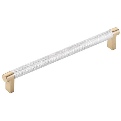 Emtek - Select Cabinet Pull 8 In C-C, Rectangular Stem, Knurled Bar