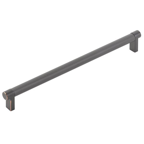 Emtek - Select Cabinet Pull 10 In C-C, Rectangular Stem, Knurled Bar