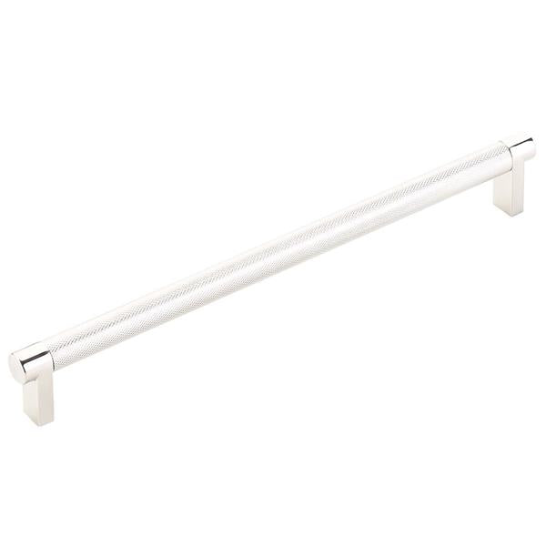 Emtek - Select Cabinet Pull 10 In C-C, Rectangular Stem, Knurled Bar