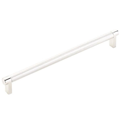 Emtek - Select Cabinet Pull 10 In C-C, Rectangular Stem, Knurled Bar