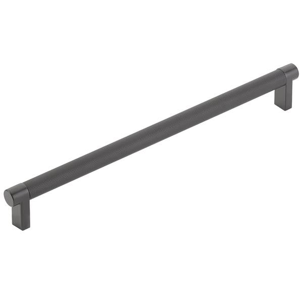 Emtek - Select Cabinet Pull 10 In C-C, Rectangular Stem, Knurled Bar