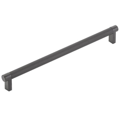 Emtek - Select Cabinet Pull 10 In C-C, Rectangular Stem, Knurled Bar