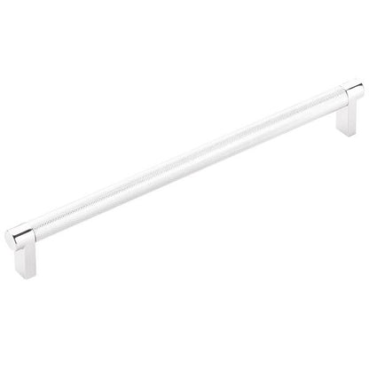 Emtek - Select Cabinet Pull 10 In C-C, Rectangular Stem, Knurled Bar