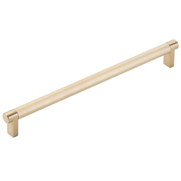 Emtek - Select Cabinet Pull 10 In C-C, Rectangular Stem, Knurled Bar