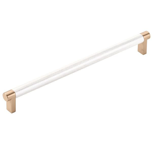 Emtek - Select Cabinet Pull 10 In C-C, Rectangular Stem, Knurled Bar