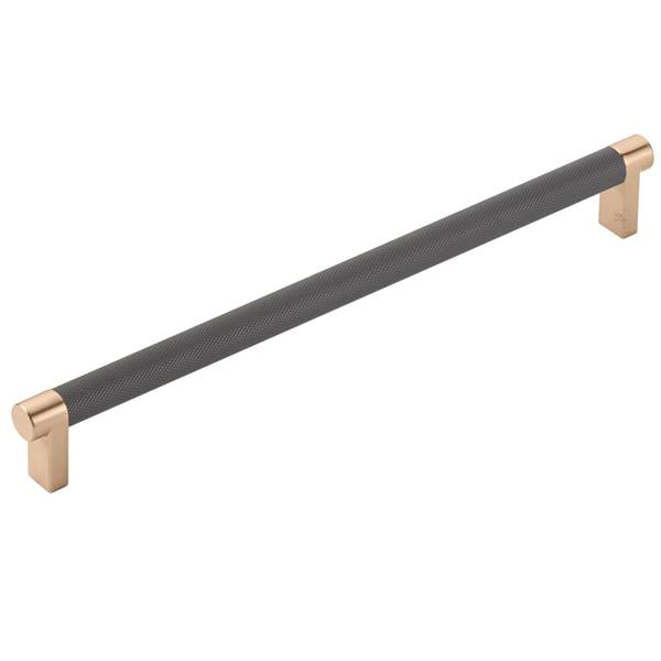 Emtek - Select Cabinet Pull 10 In C-C, Rectangular Stem, Knurled Bar