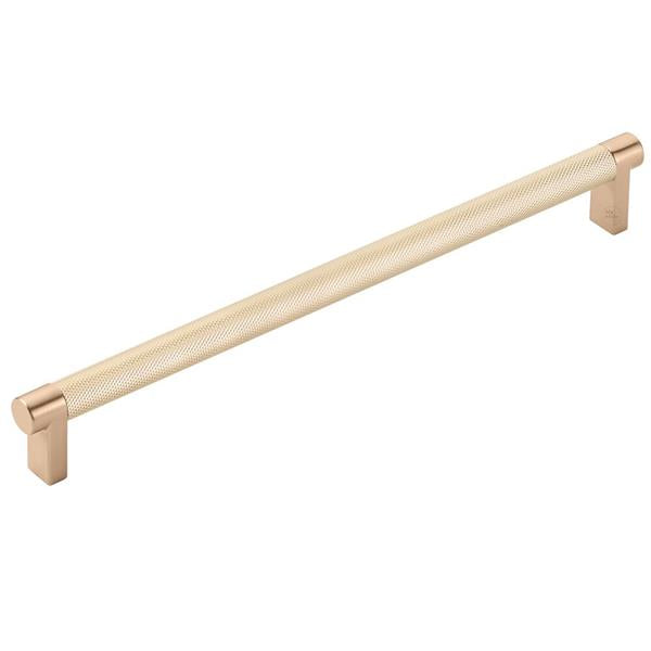 Emtek - Select Cabinet Pull 10 In C-C, Rectangular Stem, Knurled Bar
