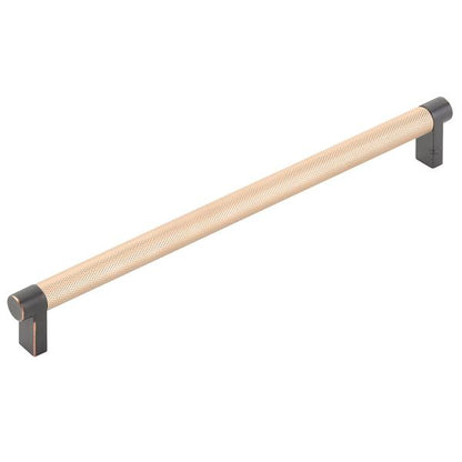 Emtek - Select Cabinet Pull 10 In C-C, Rectangular Stem, Knurled Bar