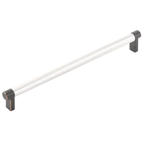 Emtek - Select Cabinet Pull 10 In C-C, Rectangular Stem, Knurled Bar