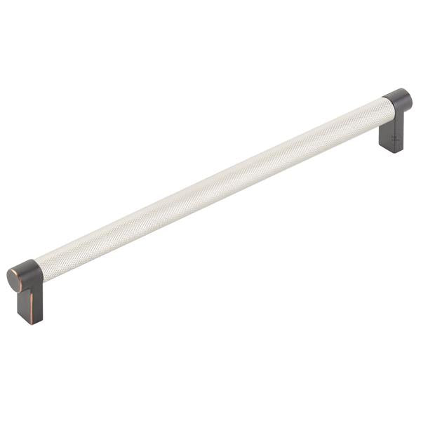 Emtek - Select Cabinet Pull 10 In C-C, Rectangular Stem, Knurled Bar